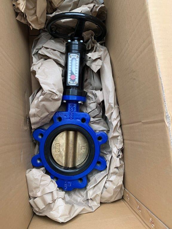 Lug butterfly valve with vertical gear box
